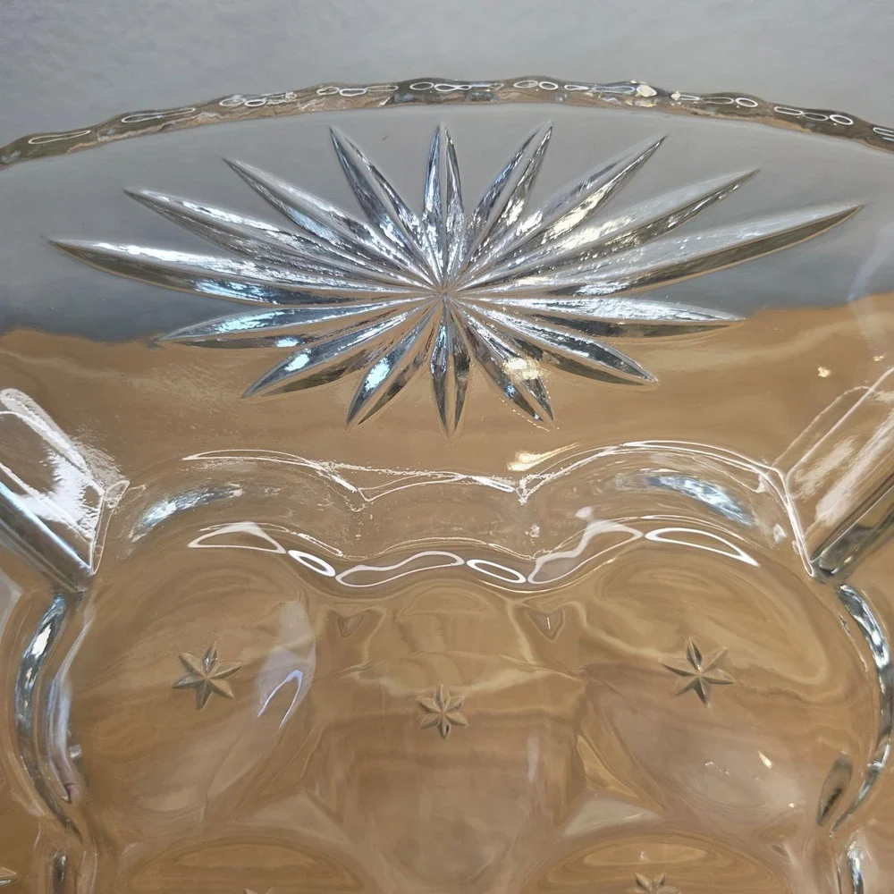1960's Anchor Hocking Glass Early American Prescut Relish Deviled Egg Plate 12